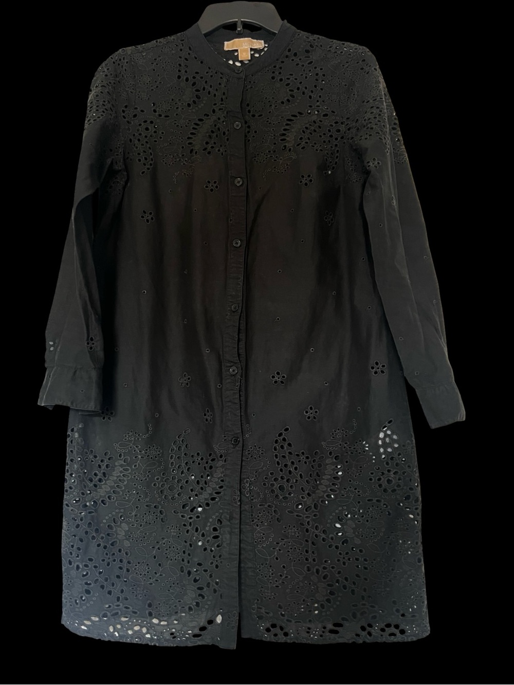 MICHAEL Michael Kors Black Eyelet Embroidered Shirt Dress Tunic Top